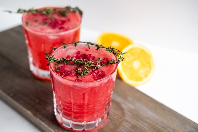 Raspberry Mocktails with rosemary